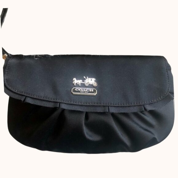 COACH AMANDA Black Satin Wristlet - Picture 7 of 14